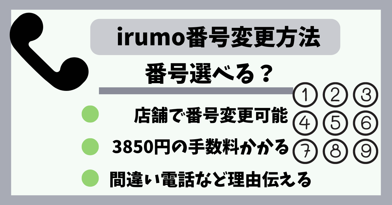 irumo番号変更方法！新規番号選べる？