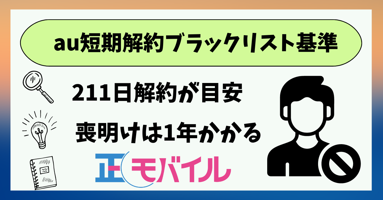 au短期解約ブラックリスト期間は?3ヶ月・180日・210日?
